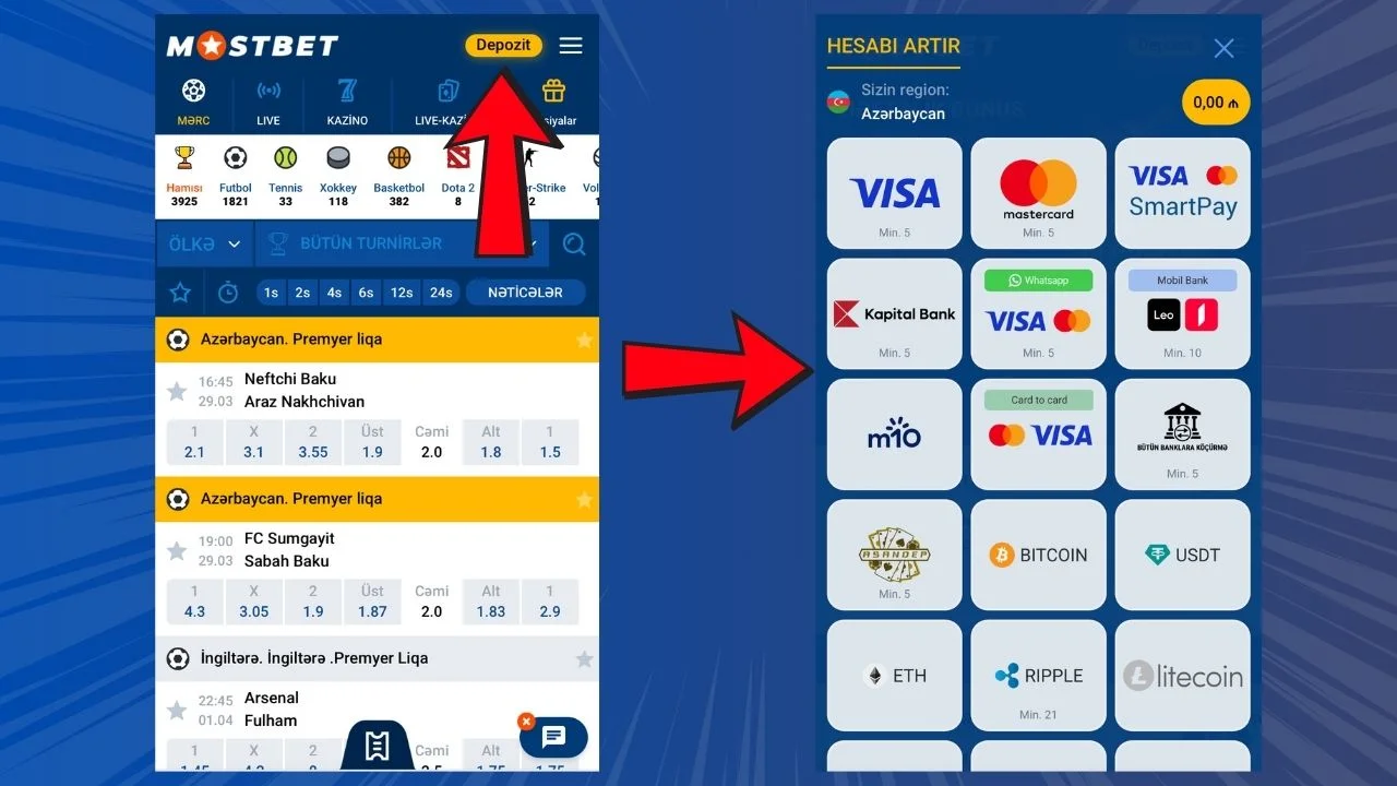Mostbet depozit üsulları – m10, eManat, Bitcoin